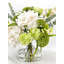 Arrangement d'hortensias floraux mixtes dans un vase en verre