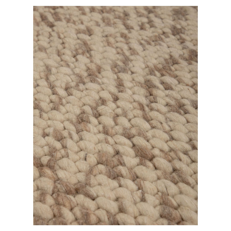 Handcrafted Wool Rug in Light Brown Melange, Rectangle 140 x 200cm