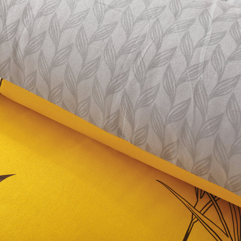 Ensemble d'édredon réversible 2 pièces jaune moutarde à motif floral, ensemble de literie à motif de fleur de lys, édredon en microfibre douce et légère avec 1 taie d'oreiller, literie confortable et respirante pour toutes les saisons