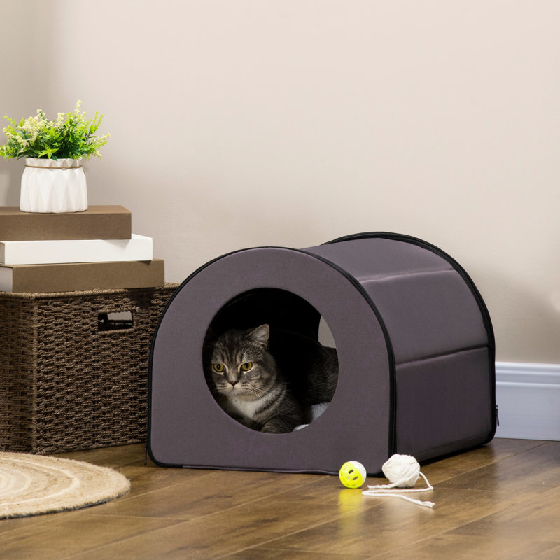 Maison féline chauffée, imperméable pour les chats, chaleureuse et confortable, refuge pour animaux brun, sommeil paisible, imperméable