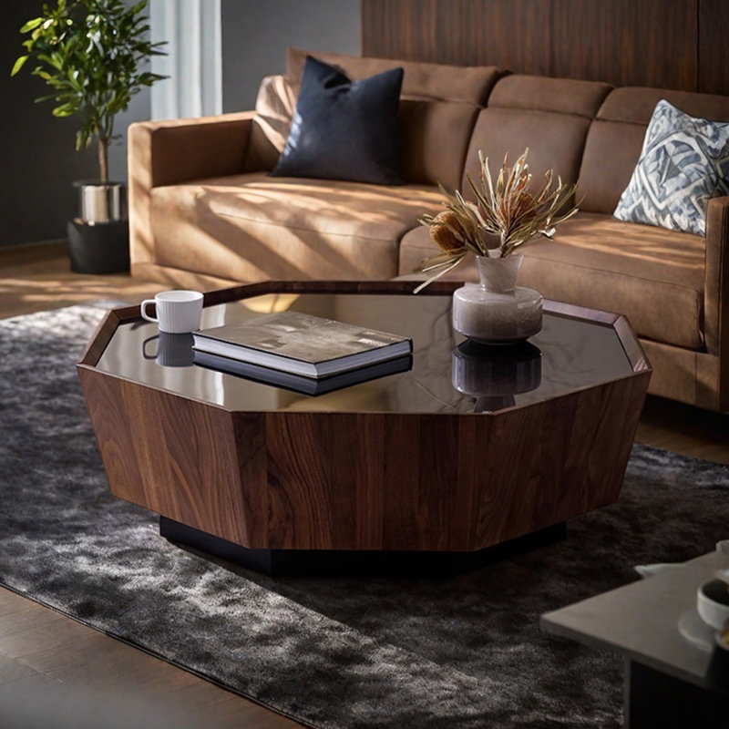 Table basse simple en noyer noir, H 12,4 po x L 39,37 po x l 39,37 po