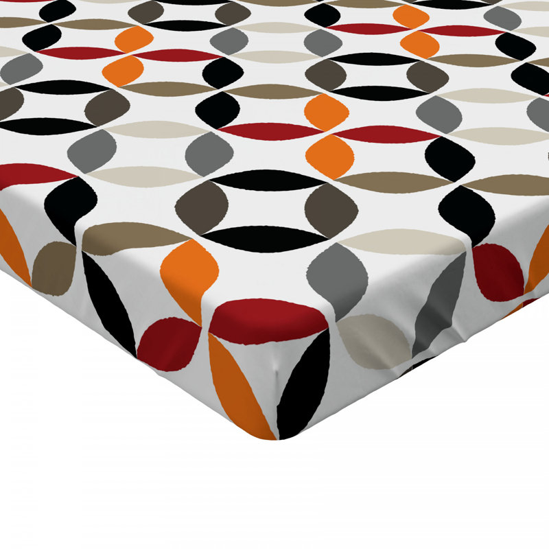 Microfiber Geometric Fitted Sheet, Full Fitted Sheet, Black