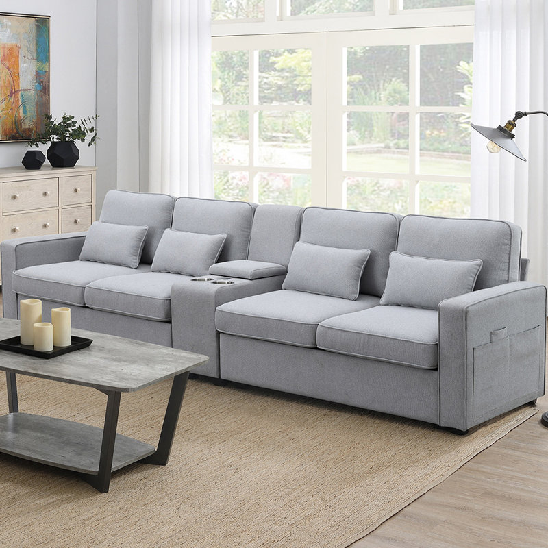 Gokdeniz Upholstered 114.2'' Sofa, Light Gray 100% Polyester