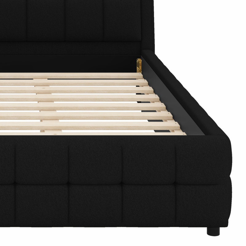 Lit plateforme tapissier Luxury, Noir