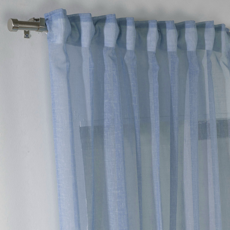 Panneaux de rideaux extra-longs transparents, L 52 po x L 120 po, Bleu pastel