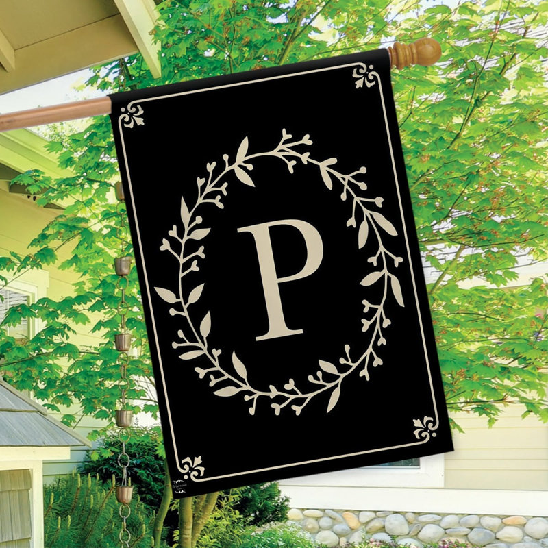  Drapeau de maison classique à double face lettre monogramme P