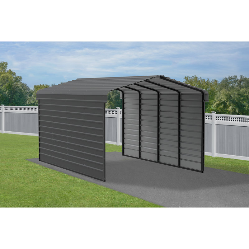 12' x 20' Charcoal Steel Carport Kit with Enclosure