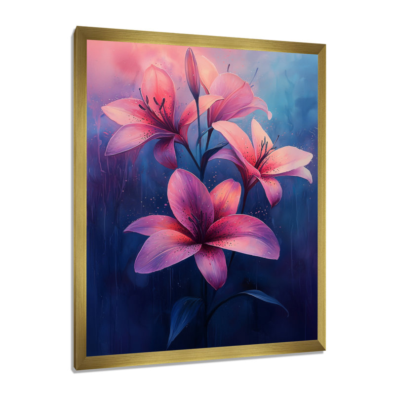 Katlin - salon d'art mural floral, 32" H x 24" W, Reproduction encadrée d'une seule photo, Gold