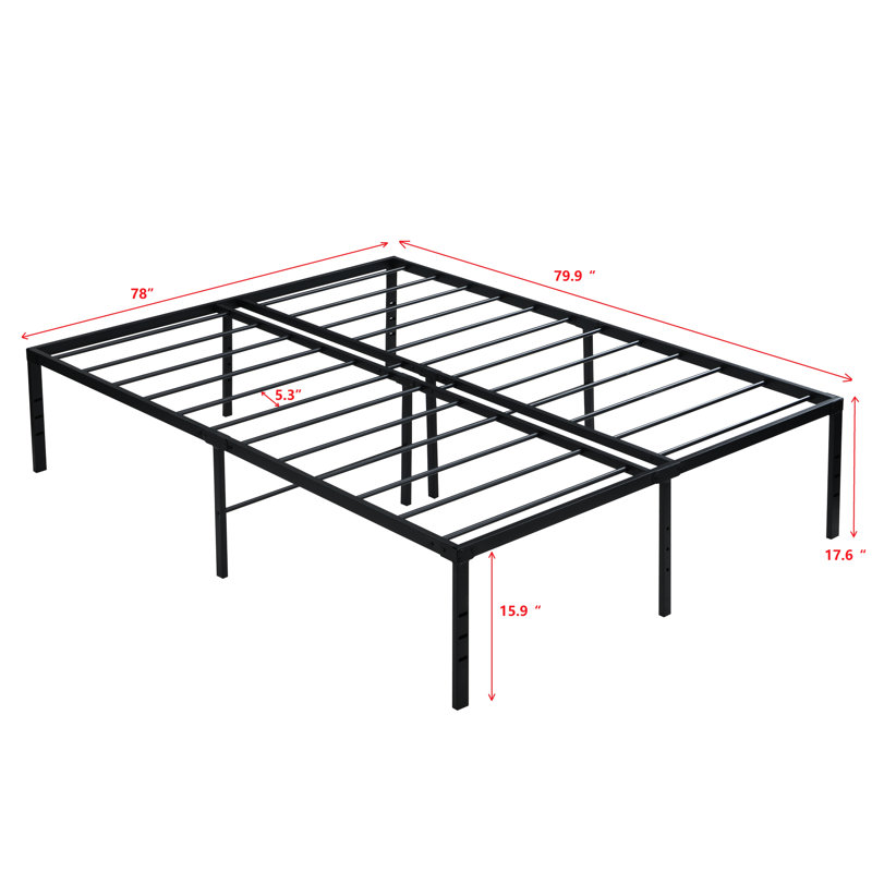 Structure de lit en métal noir très résistant - facile à assembler, sans bruit, support statique de 1000 livres, matelas ferme sous l'espace pour le rangement, trous d'installation rapide et simple, grincement ou secousse,