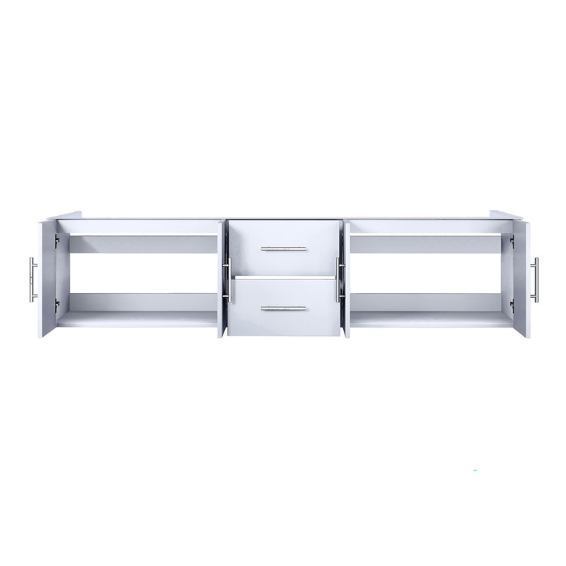 Double Bathroom Vanity with Wood Top, Blanc lustré, L 80 po