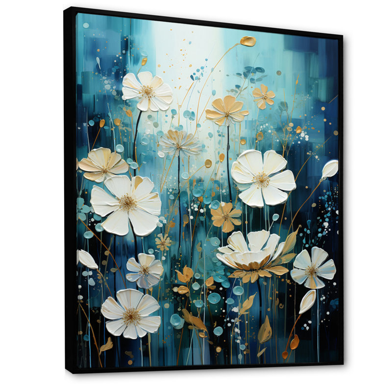 «Blue Tranquil Gardens IV» sur toile, H 44 po x l 34 po x P 1,5 po, Cadre flottant noir