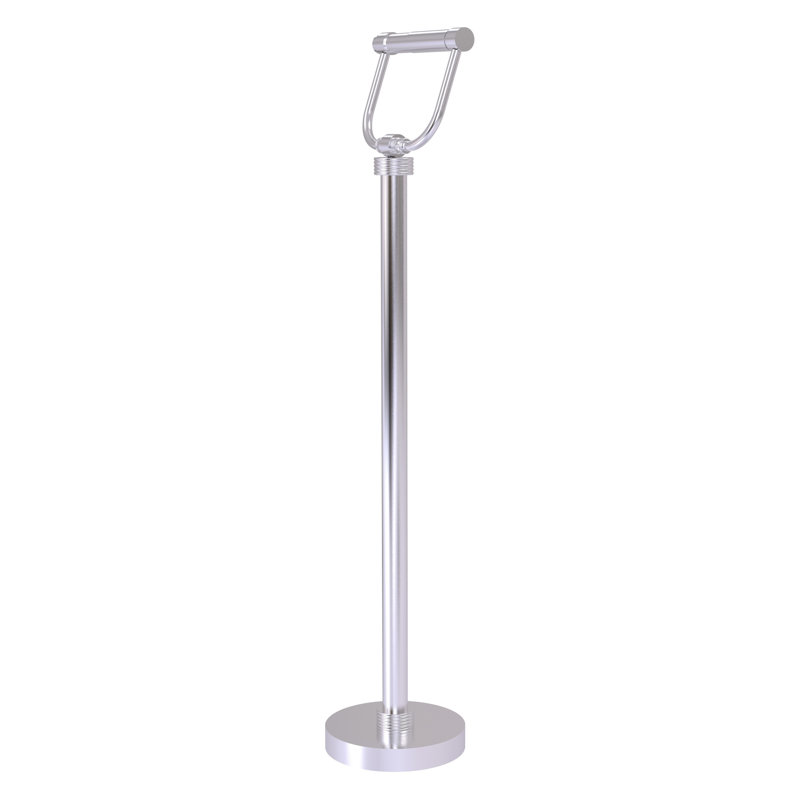 Porte-papier hygiénique sur pied avec détail groovy, Chrome satiné