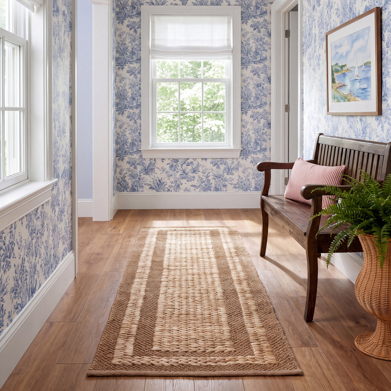 Brown Hand-Woven Jute Rug, Runner 2'3" x 8'