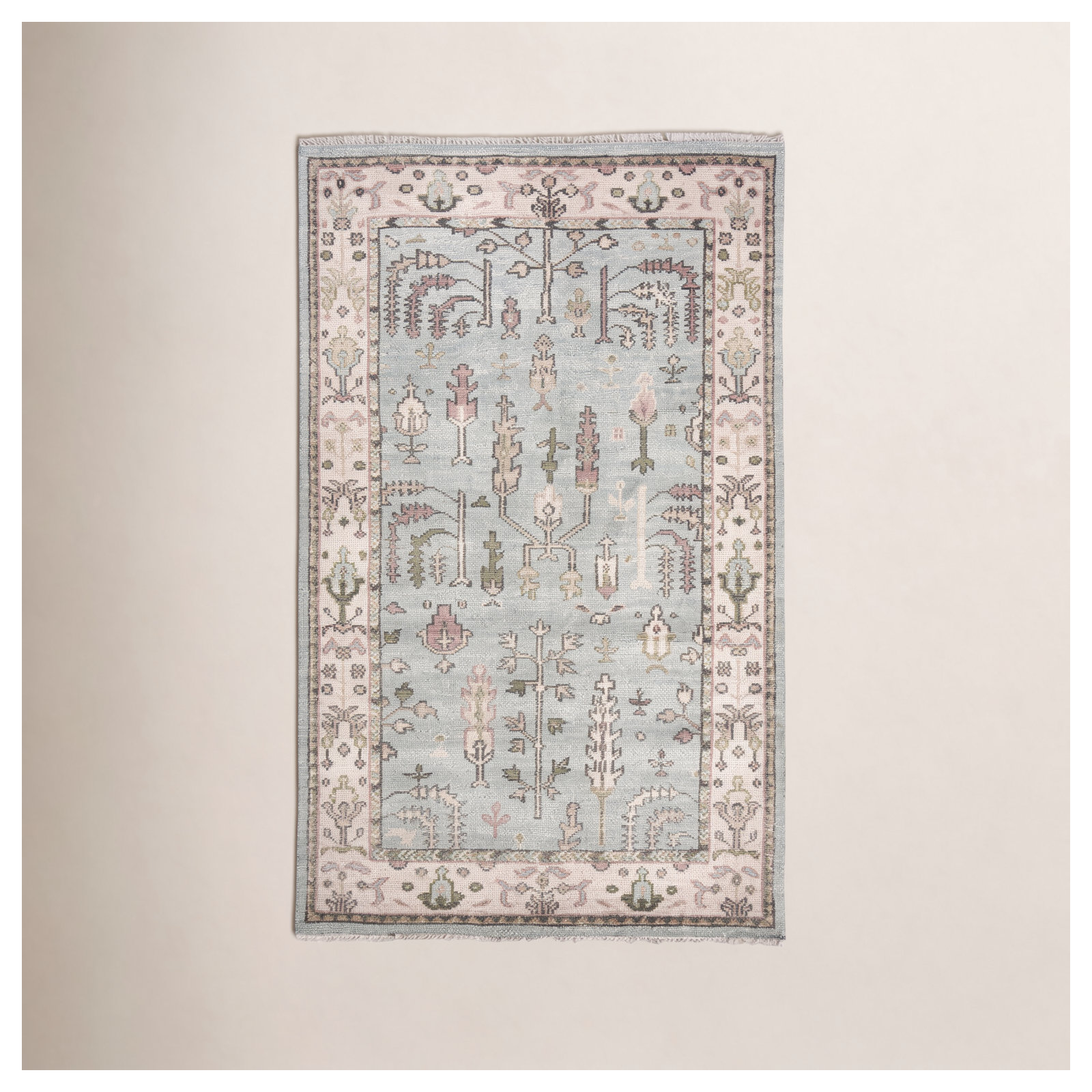 Athens Sky Hand Knotted Wool Rug, Rectangle 7'6" x 9'6"