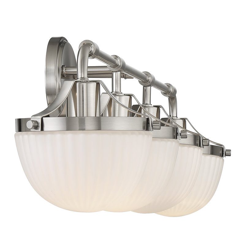 Éclairage pour salle de bain 4 lumières Brotons, Nickel satiné