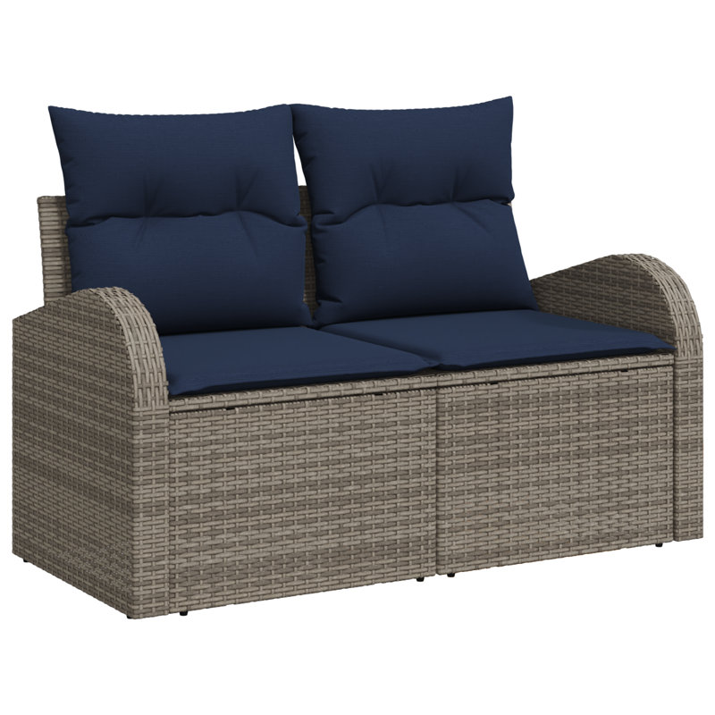 Ensemble de canapé vidaXL avec coussin gris synthétique: poly rotin, Gris