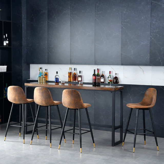 Congleton Upholstered Counter Stool with Metal Frame, Black/Gold