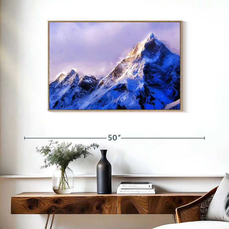 Sommet du mont Everest, Cadre flottant en bois naturel, 37 po x 25 po