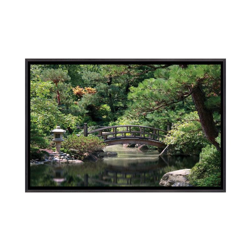 Japanese Garden - Framed Wall Art Print, 32" H x 48" W, Distressed Black, Framed Print without Mat