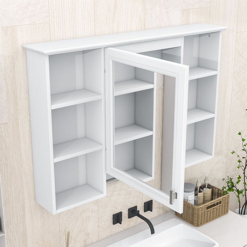 Armoire à pharmacie murale moderne avec finition haute qualité, miroir haute définition, Blanc