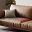 Canapé modulaire brun en cuir véritable
