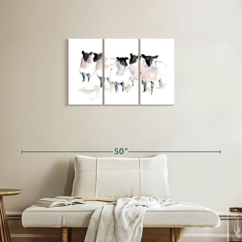 Aquarelle de mouton Brampt Minimalist I, H 20 po x l 33 po