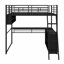 Lit mezzanine en métal avec DEL, bureau et tablettes