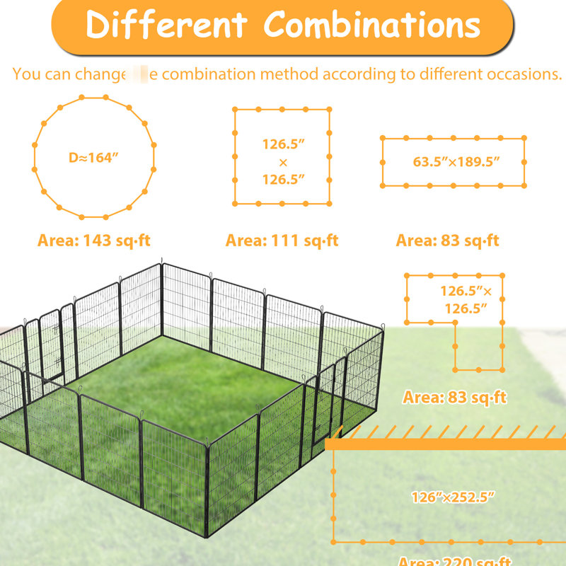 Parc pour chien de 40 po de hauteur, 16 panneaux, portatifs et pliables, pour le divertissement intérieur et extérieur, convenant à différents types d'animaux de loisirs, tailles
