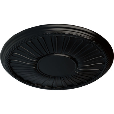 Endurathane Leandros Ceiling Medallion, 19 7/8"OD x 1 1/4"P (Fits Canopies up to 6 3/8"), Hand-Painted Jet Black Finish