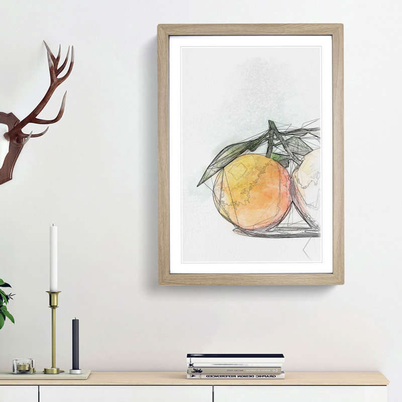 The Orange Tree in Abstract - Picture Frame Graphic Art Print, 65cm H x 48cm W x 2cm D, Oak Framed