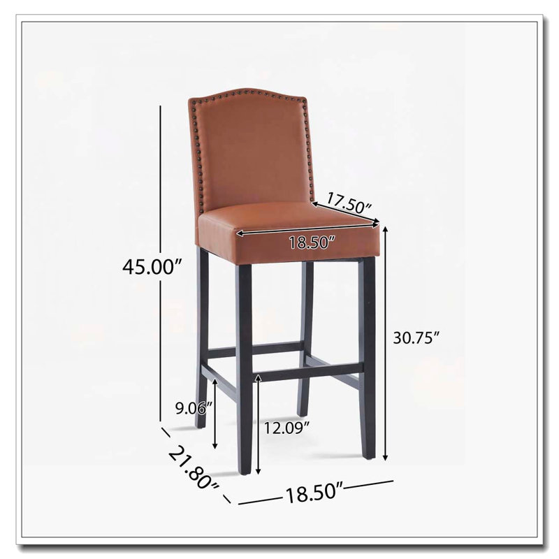 Tabourets de bar rembourrés en similicuir de polyuréthane, Brun