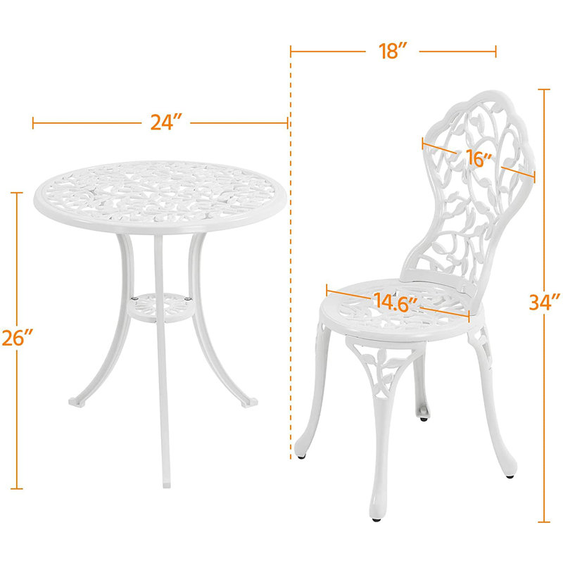 Riemer 2 - Person Patio Dining Set with Round Table, White