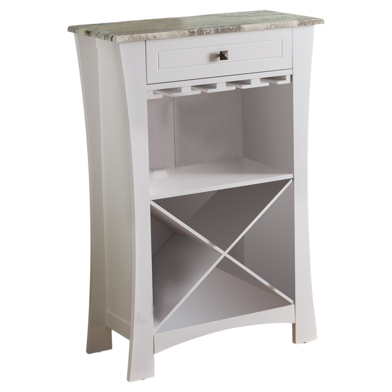 Armoire à vin avec porte-verres et tiroir Kincer, White