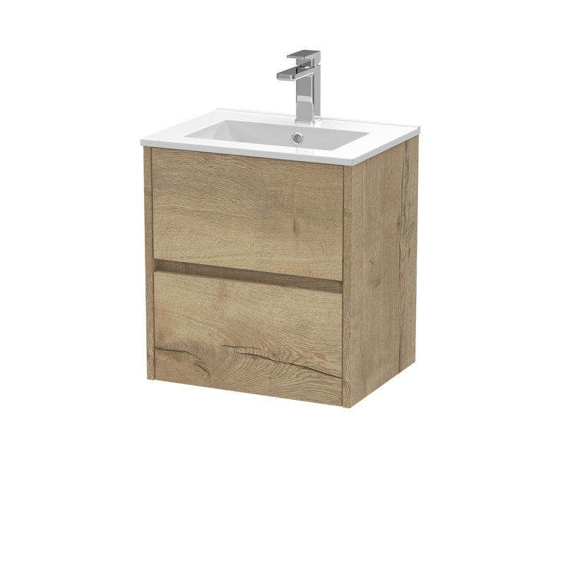 Havana 500mm Single Bathroom Vanity with Drop In Vitreous China Basin, Autumn Oak