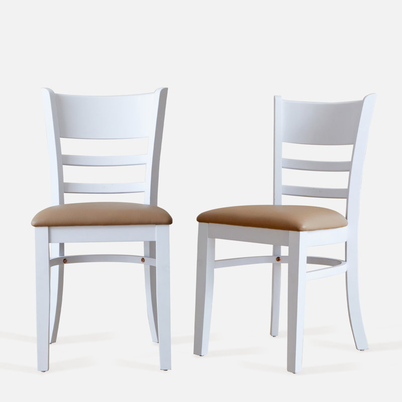Ensemble de 2 chaises d'appoint rembourrées en bois massif Zida, Blanc