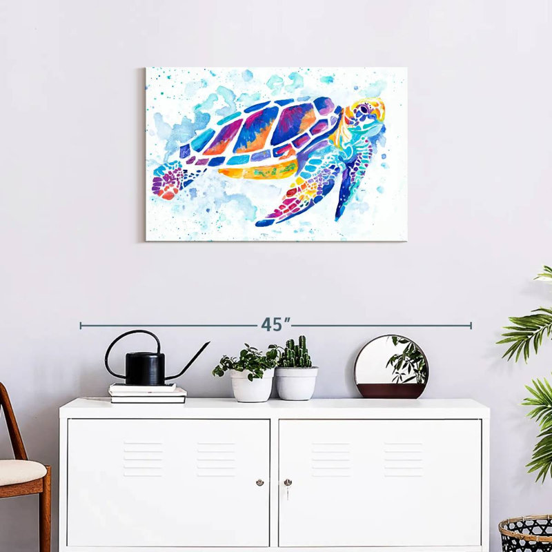 Brampt Vibrant Sea Turtle, 20" H x 30" W