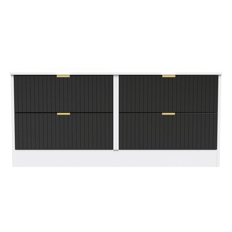 Berklie 115cm W 4 - Drawer Chest of Drawers, Deep Black/White