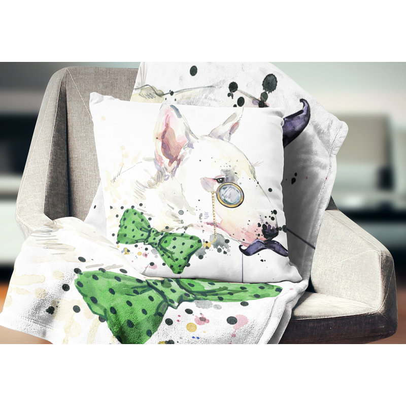 Bull Bull Terrier - coussin à imprimé animal, 16 po x 1 po, Coussin décoratif