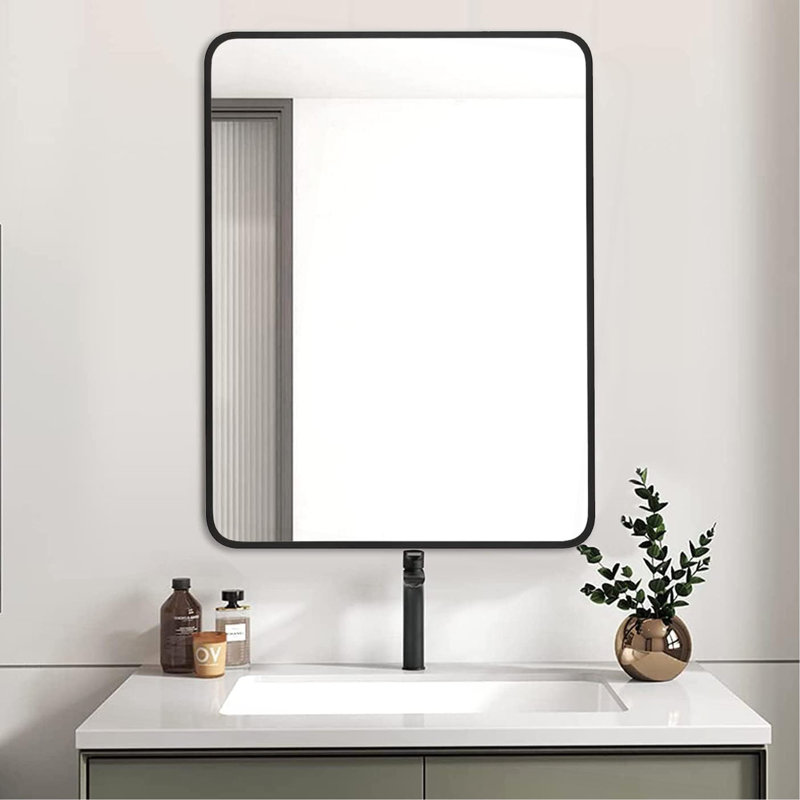 Miroir de salle de bain, Noir, 32 po x 24 po