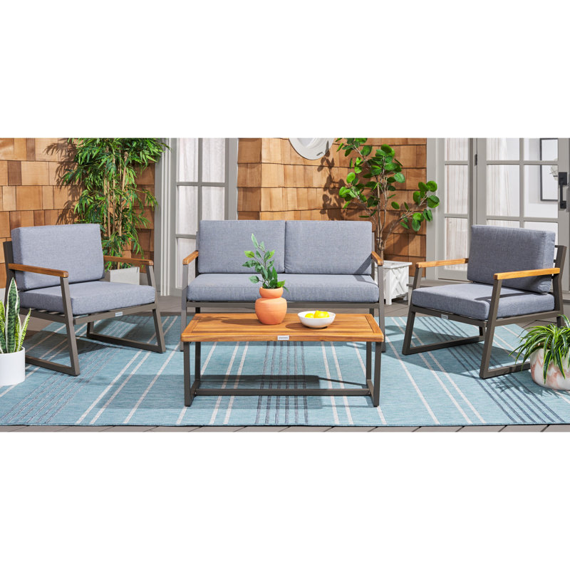 Acacia 4 - Person Patio Conversation Set with Cushions, Gray