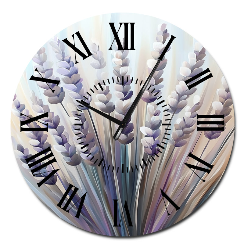 Horloge murale ronde en métal Derie Lavender Reverie, Surdimensionné