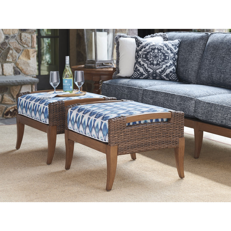 Harbor Isle Ottoman, Blue/White