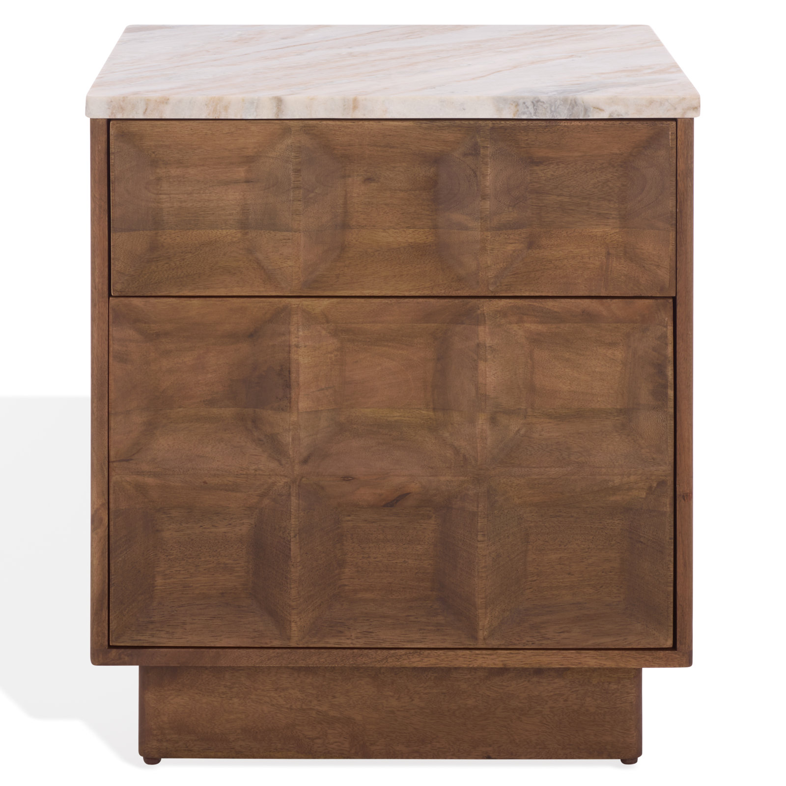 Paxter Marble Top Nightstand, Walnut/White