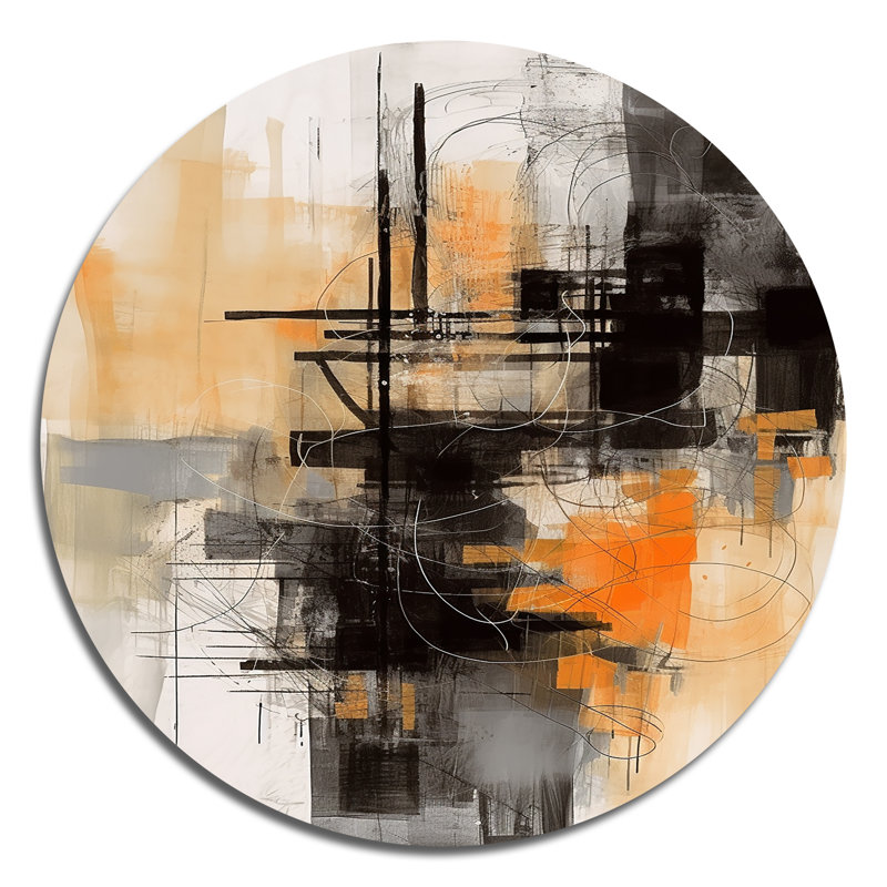 Dessin abstrait Shapes II sur impression métallique, H 29 po x l 29 po x P 1 po
