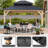 Cedar Wood Gazebo 11' X 13' Hardtop Galvanized Steel Roof With Curtain Netting