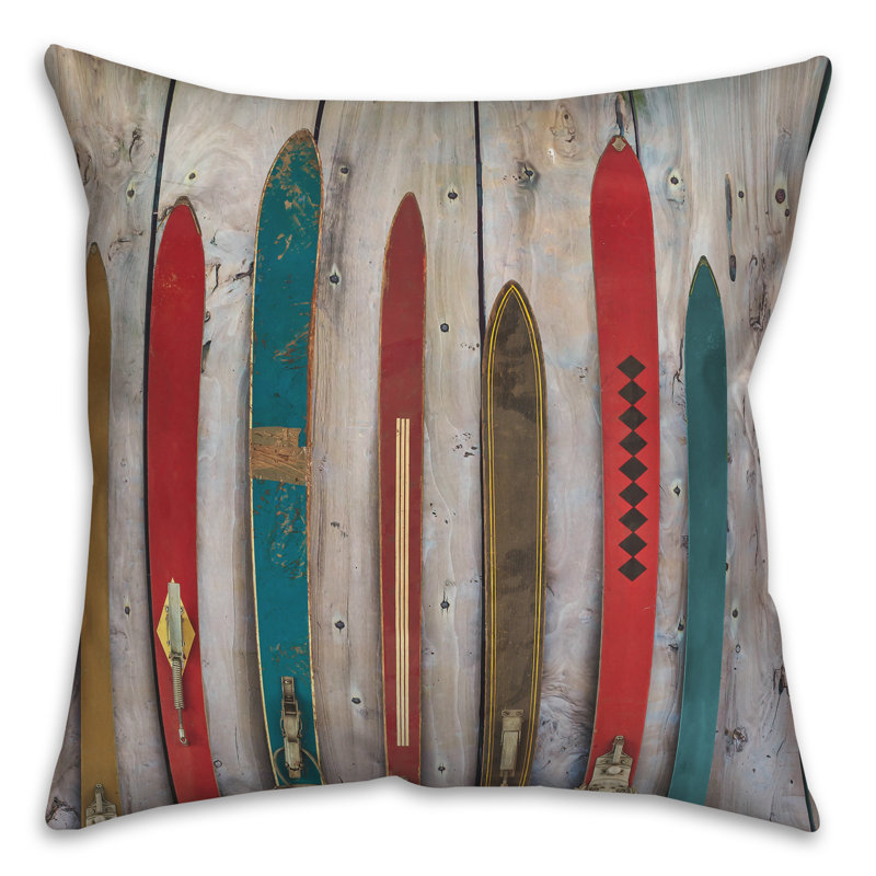  Housse de coussin et insert rétro Vintage Skis, H 18 po x l 18 po x P 1,5 po
