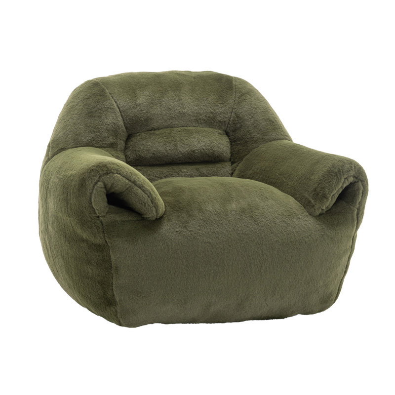 Bean Bag Chair, Green Faux Fur