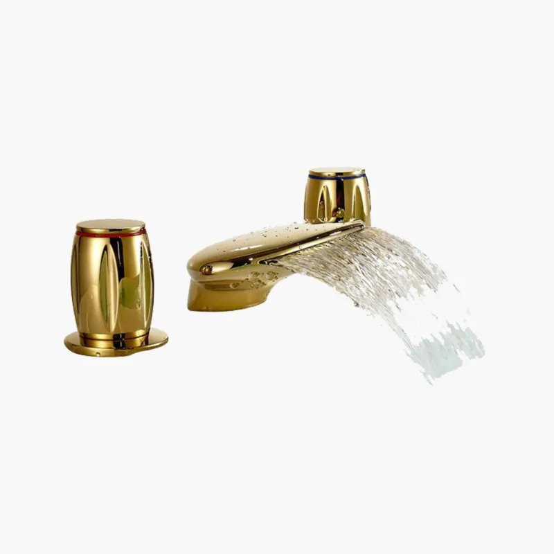 Robinet de lavabo de salle de bain à deux poignées en bronze Turin Vienna Gold de Juno Showers
