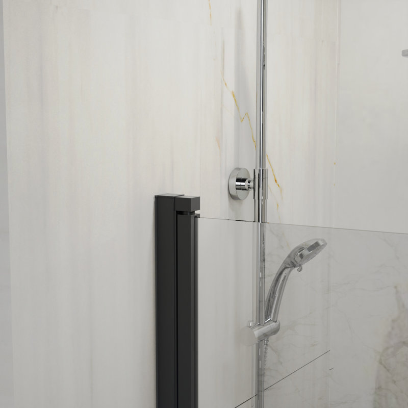 Porte de douche réversible l 32 po x H 55 po, verre à motif bohémien 1/4 po (6 mm), noir