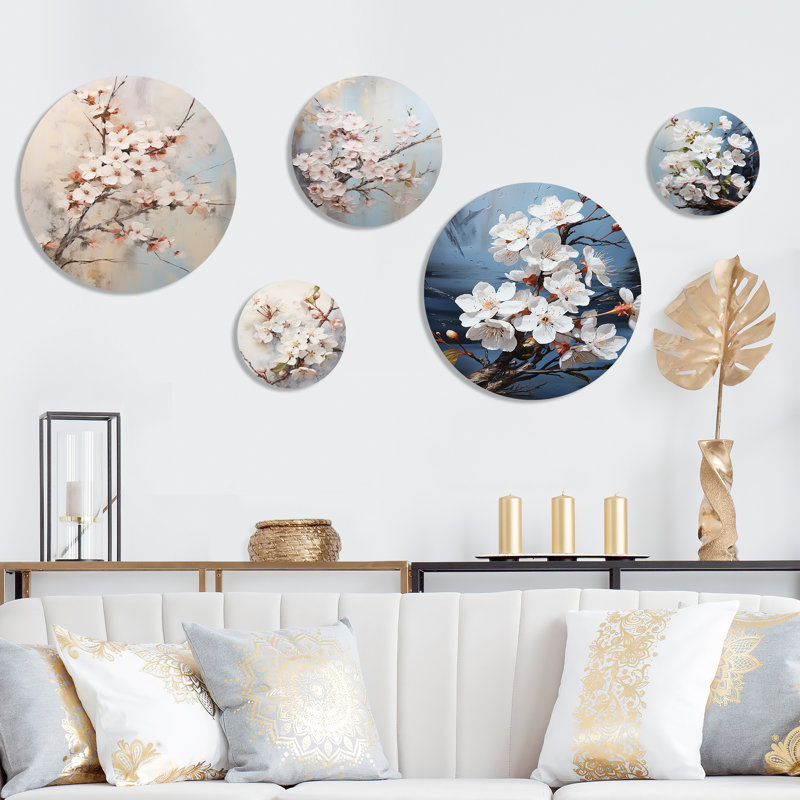Minimalisme gris et beige fleur de cerisier - cerisiers en fleurs